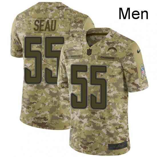 Men Nike Los Angeles Chargers 55 Junior Seau Limited Camo 2018 Salute to Service NFL Jersey